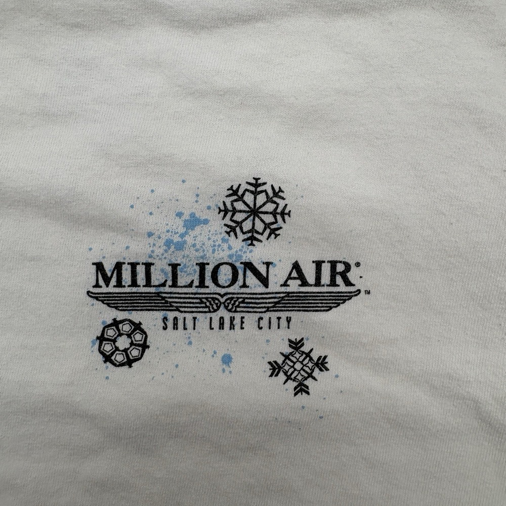 2010 Million Air SLC Aviation T Shirt Mens XL Salt Lake City Pilot Off White - Picture 2 of 13